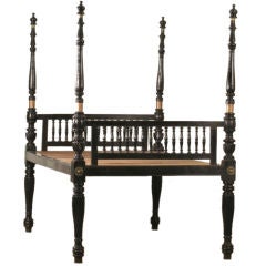 Antique Anglo-Indian Ebony Four Poster Single Bed