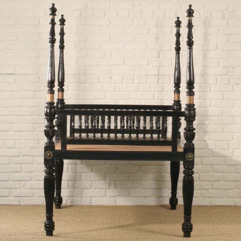 Anglo-Indian Ebony Four Poster Single Bed 1