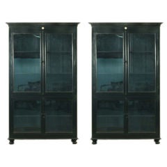 Pair of Ebonized Teak Display Cases