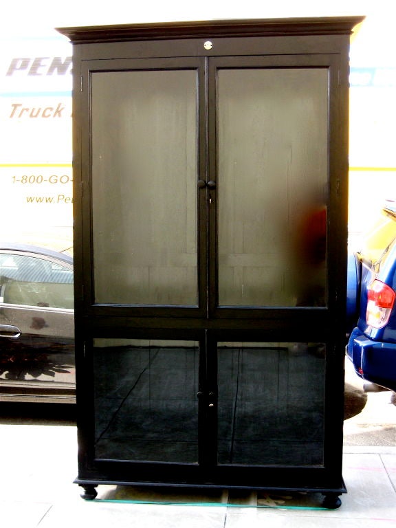 Pair of Ebonized Teak Display Cases