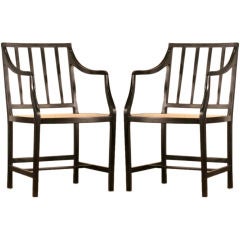Pair of Anglo-Indian Ebony Tapered Splat Chairs