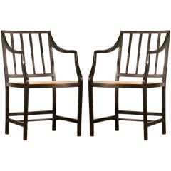 Pair of Anglo-Indian Ebony Tapered Splat Chairs