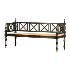 Anglo-Indian Raffles Style Bench In Ebony