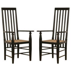 Pair of Anglo-Indian Ebony Straight Back Chairs