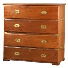 Antique British Campaign Secretaire Chest of Drawers