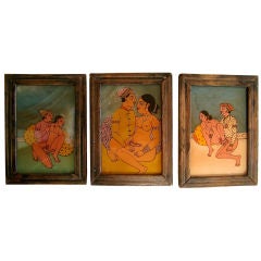 Set of Three Erotic Paintings