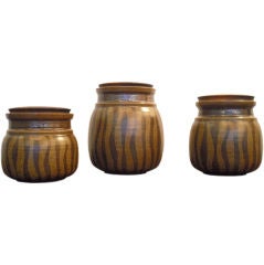 Three Victoria Littlejohn Studio Stoneware Jars