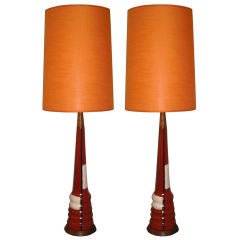 Pair of Large French Art Pottery Table Lamps