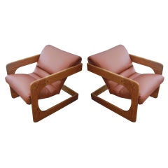 Pair of Lou Hodges Leather Cube Chairs