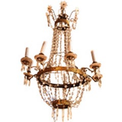 19th c. Tole and Crystal Chandelier 7