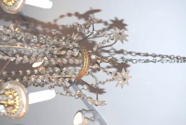 Italian 19th c. Tole and Crystal Chandelier For Sale
