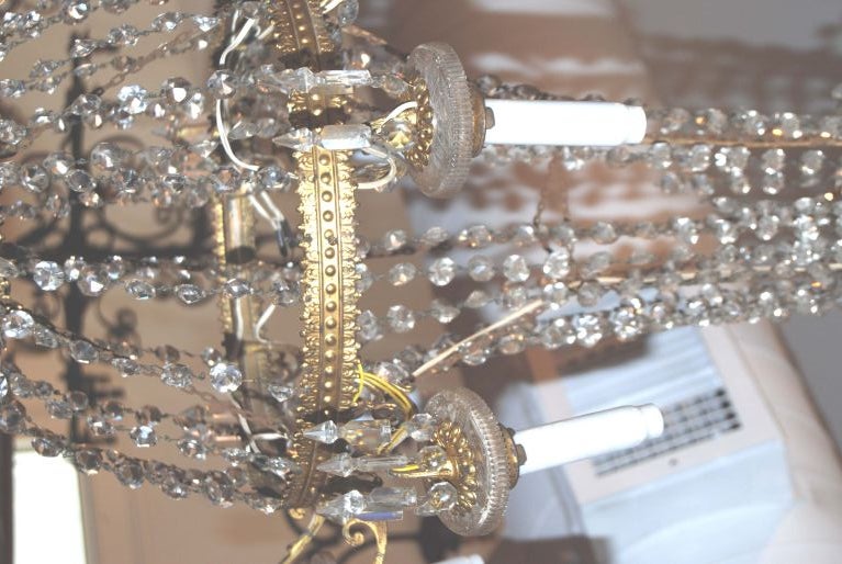 19th Century 19th c. Tole and Crystal Chandelier For Sale