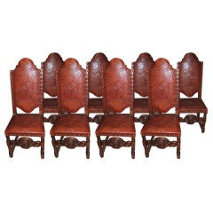 Set of 8 19th c. Leather Chairs