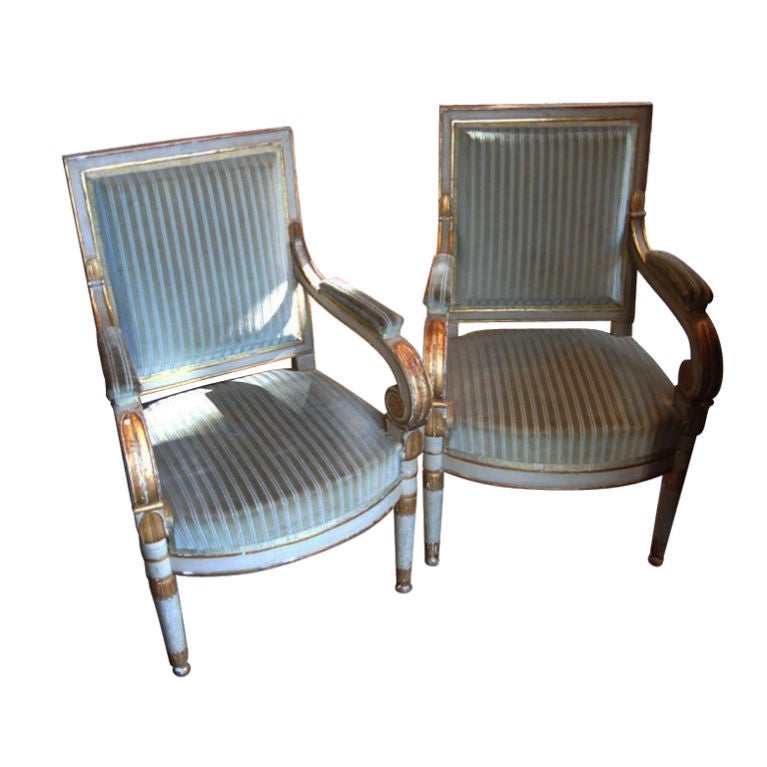 Pair Consulate Painted and Gilded Jacob Chairs