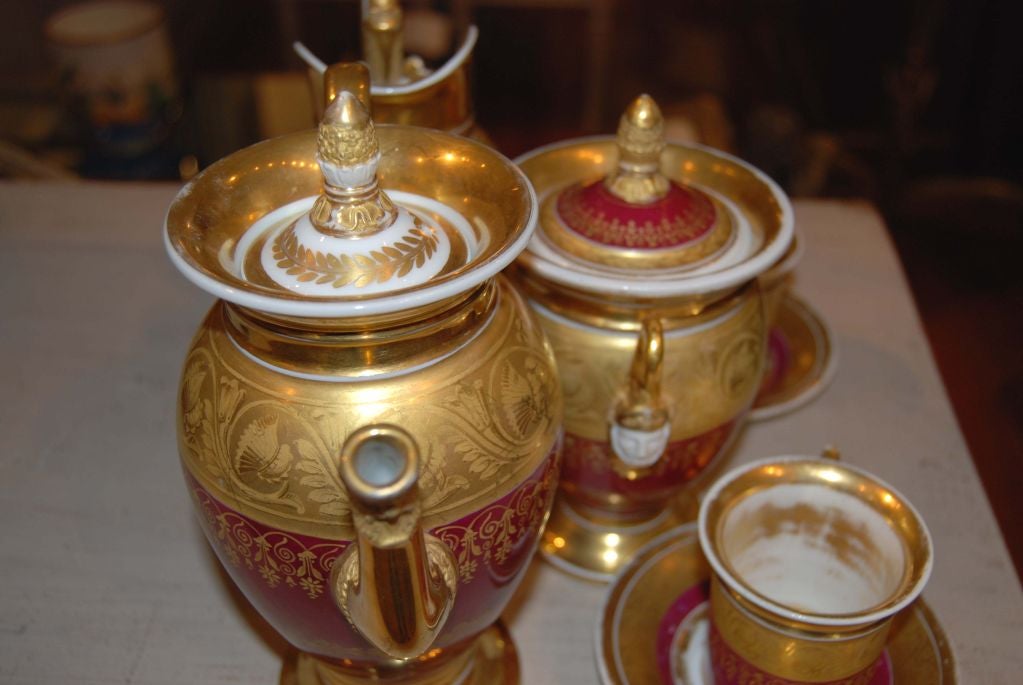 French Paris Porcelain Tea Set For Sale