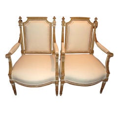 Pair 18th c. Louis XVI Armchairs
