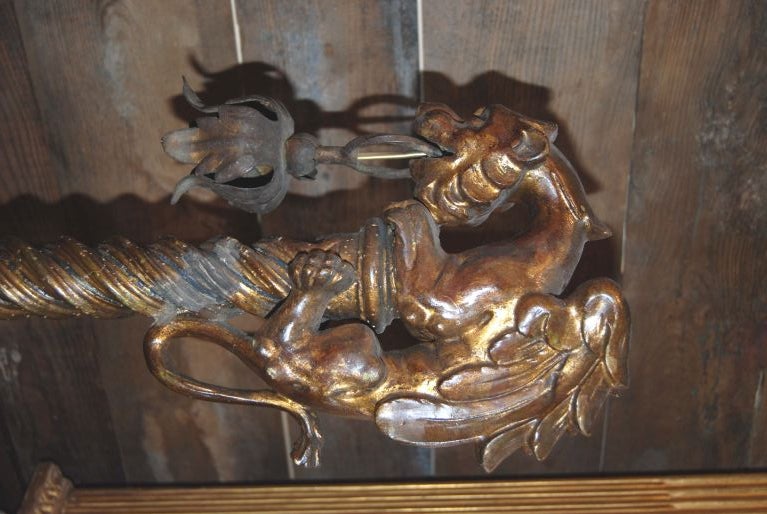 19th Century 19th c. Gargoyle Oil Lamp