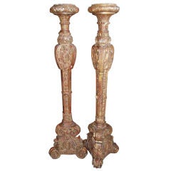 Pair Large 19thc. Carved Torcheres