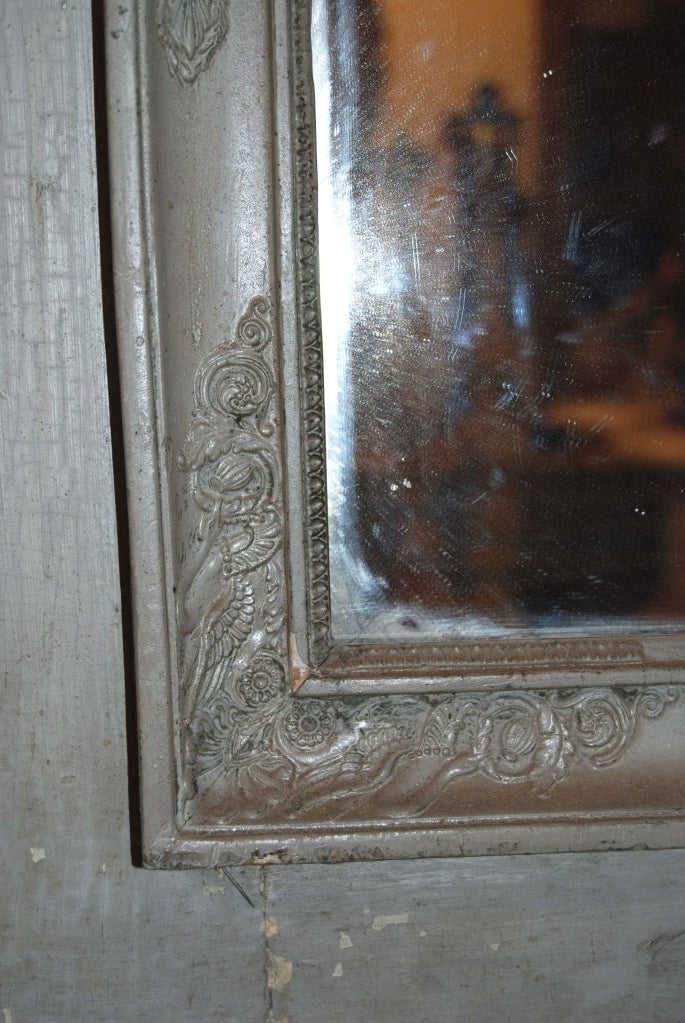 19th Century 19thc. Painted Trumeau mirror