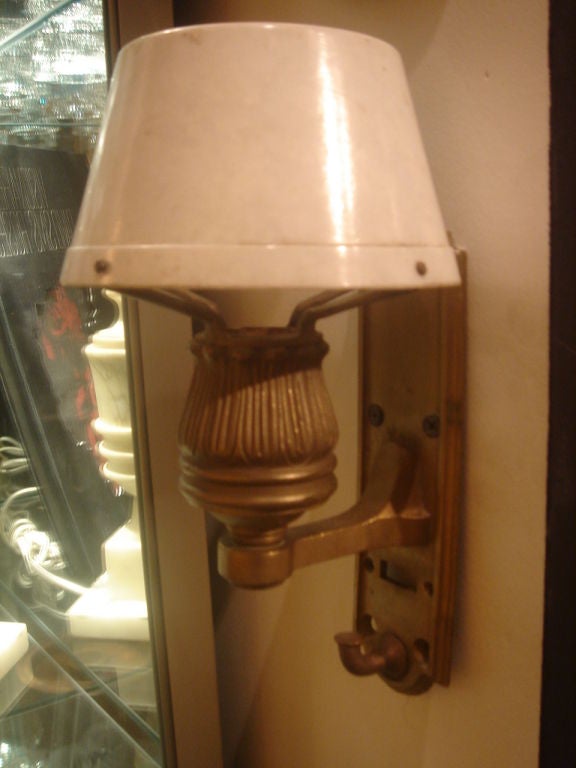 American Pair of Vintage Brass Wall Sconces made for a Pullman Train Car