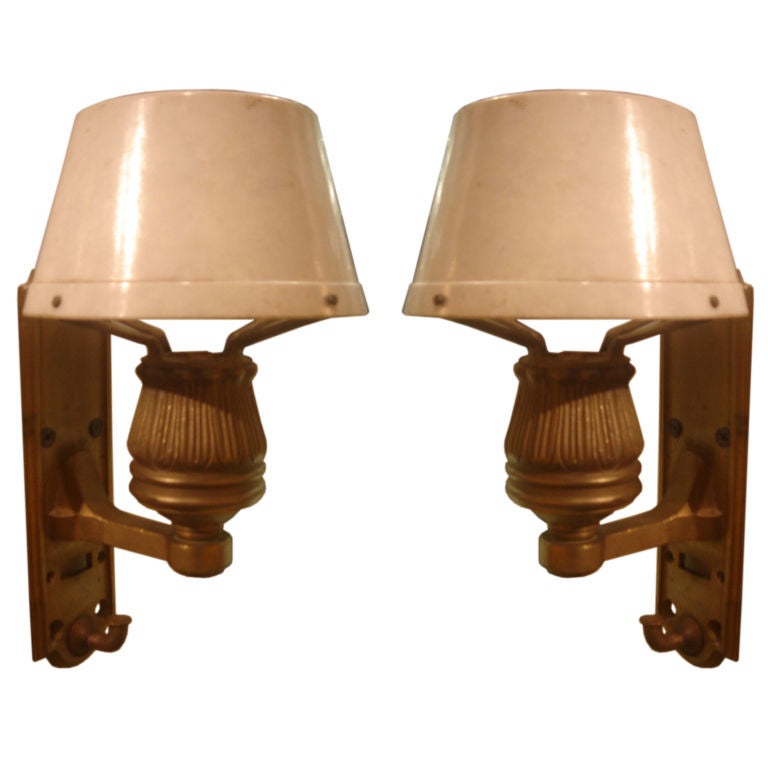Pair of Vintage Brass Wall Sconces made for a Pullman Train Car