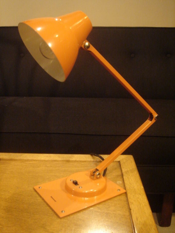 American Mid Century Orange Metal Desk Lamp by Jay Monroe for Tensor