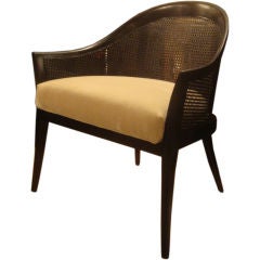 Ebonized Mahogany & Cane Occasional Chair by Harvey Probber