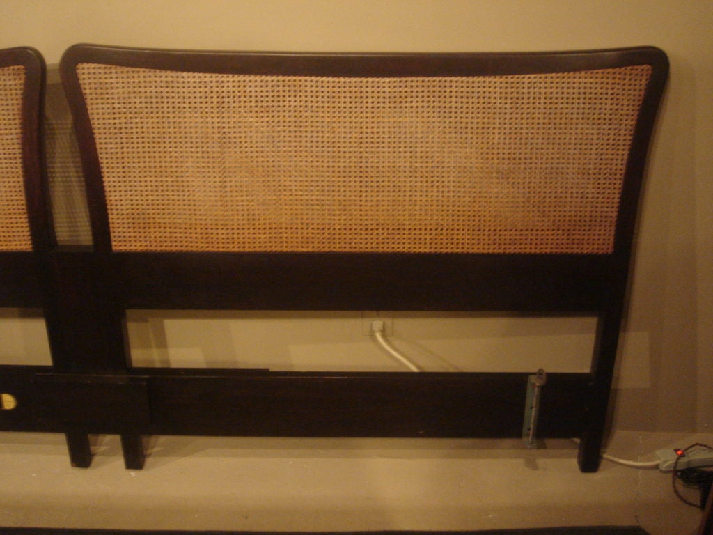 King Size Mahogany & Cane Headboard by Edward Wormley for Dunbar In Excellent Condition In New York, NY