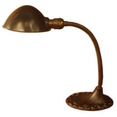 Antique Desk Lamp in Patinated Brass by Aladdin Co.