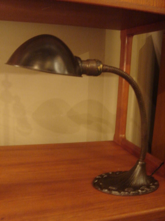 Antique Desk Lamp in Patinated Brass by Aladdin Co. 1