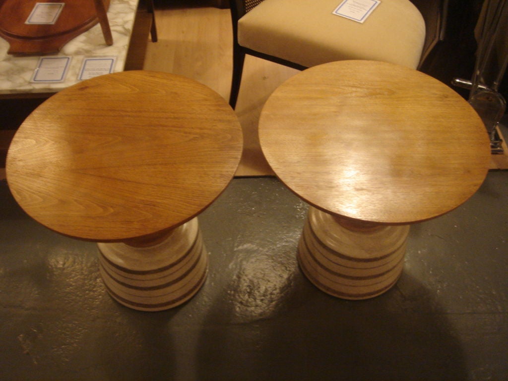 American Walnut & Ceramic Side Table by Jon Van Koert for Drexel