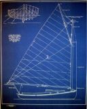 Vintage Large Sail Boat Blue Print - 16 x 24 Inches