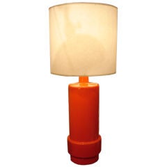 Vintage Orange Glazed Ceramic Stepped Table Lamp