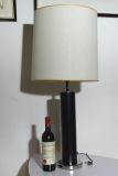 Chrome & Black Leather Table Lamp by Nessen Lamps