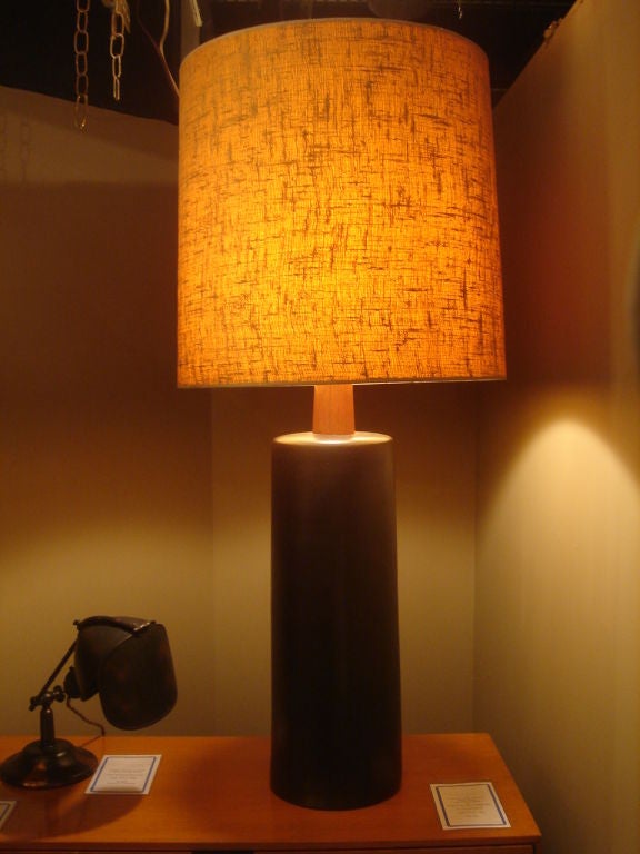 Monumental Black Ceramic Table Lamp by Gordon Martz