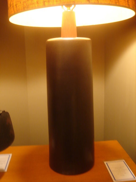 Mid-20th Century Monumental Black Ceramic Table Lamp by Gordon Martz