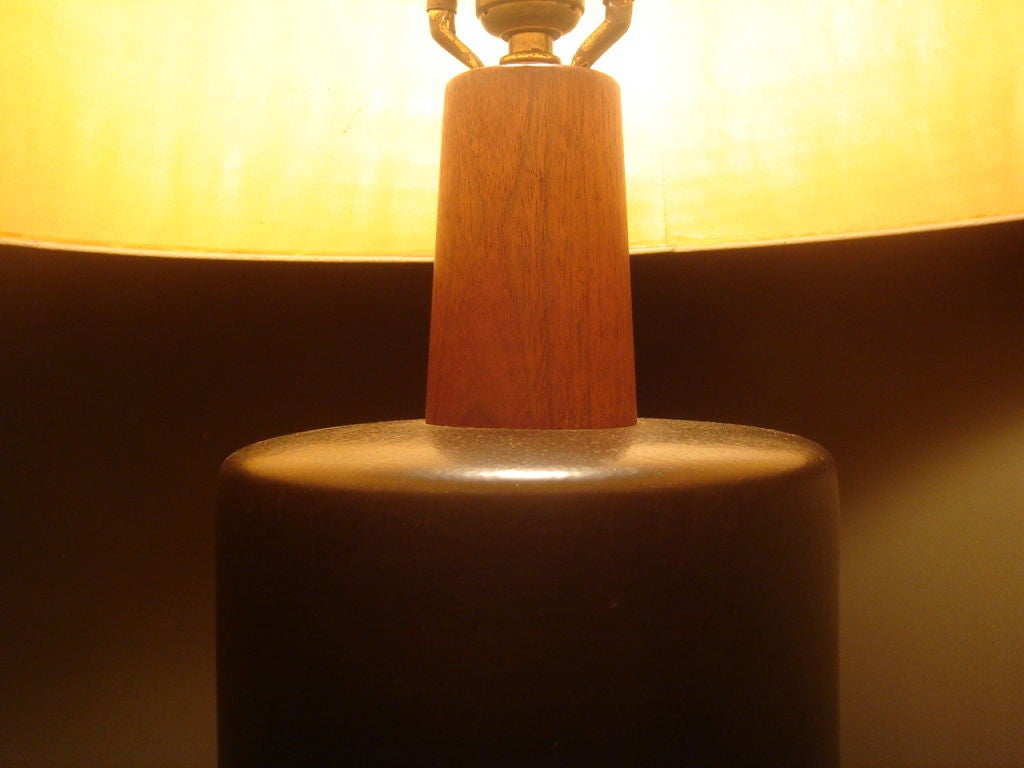 Monumental Black Ceramic Table Lamp by Gordon Martz 1