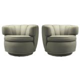 PAIR OF AMERICAN 1940'S SWIVEL LOUNGE CHAIRS  manner James Mont