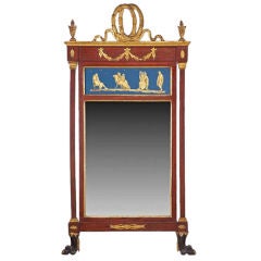 ITALIAN NEO-CLASSICAL PAINTED AND PARCEL GILT MIRROR