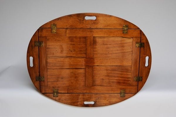 ENGLISH GEORGE IV MAHOGANY OVAL BUTLER'S TRAY ON STAND