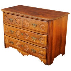FRENCH NEO-CLASSICAL WALNUT FOUR DRAWER COMMODE