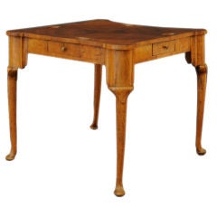 ITALIAN ROCOCO  WALNUT-VENEERED GAMING TABLE WITH CABRIOLE LEGS