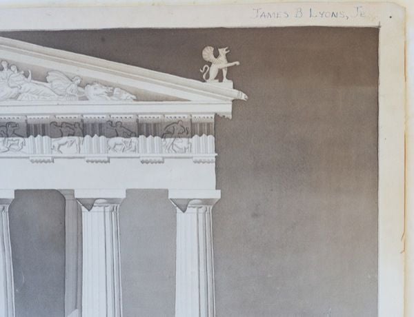 A  PAIR OF AMERICAN NEO-CLASSICAL LARGE ORIGINAL WASH RENDERINGS