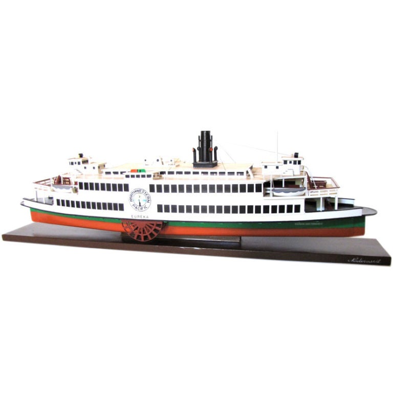 AMERICAN WOODEN HULLED MODEL OF THE PADDLE STEAMER 'EUREKA' For Sale