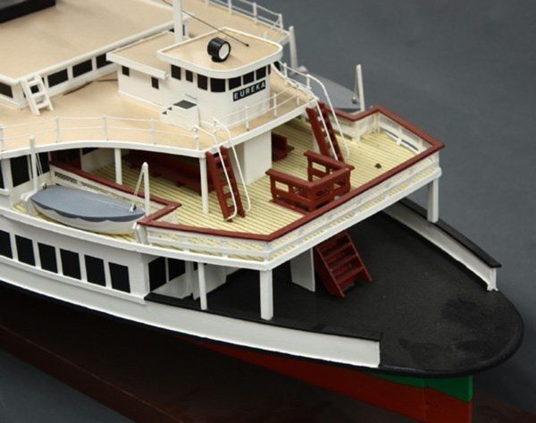 Wood AMERICAN WOODEN HULLED MODEL OF THE PADDLE STEAMER 'EUREKA' For Sale