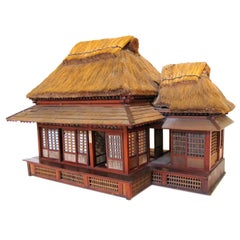 JAPANESE WOODEN MODEL OF A THATCHED HOUSE