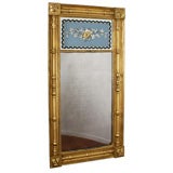 Antique Federal Gilt Wood Mirror with Eglomise Panel