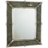 Floral Decorated and Etched Murano Mirror, 32" x 27" Floral Decorated and Etched Murano Mirror, 32" x 27"