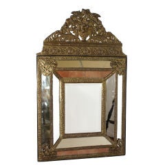 Antique Reposse Brass Mounted Mirror