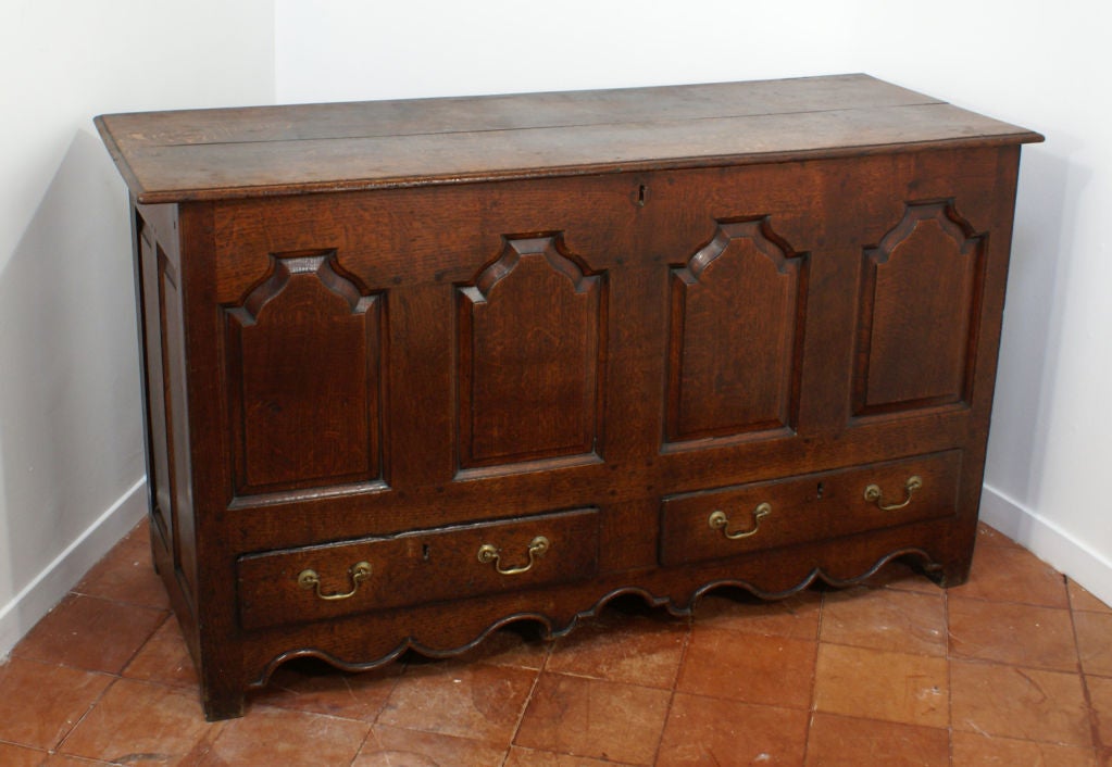 George II Oak Paneled Mule Chest